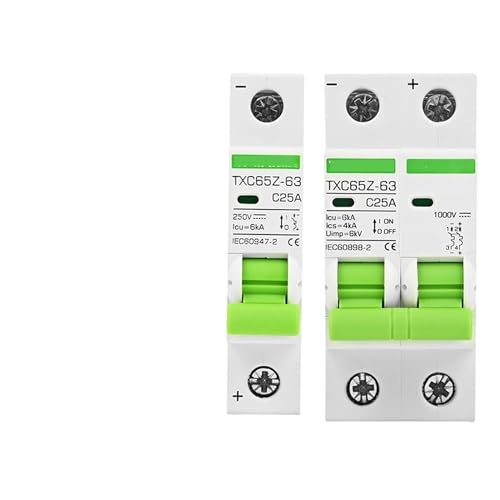 BQSLUMLZU DC1000V 2P MCB 1P Kurzschlussschutz 6A 10A 16A 20A 50A 60A 100A 125A DC24V 48V 100V Spannung Solar Power 1Pcs(2P DC1000V,32A) von BQSLUMLZU