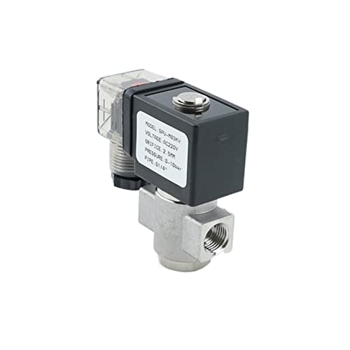 BQSLUMLZU G1/4 VX2120-08-SS-NO Normalerweise offenes Magnetventil aus Edelstahl 304 mit Silikonkautschukdichtung 220 VAC 12 VDC DN8 1 Stück(with 1PC Clamp,12VDC) von BQSLUMLZU