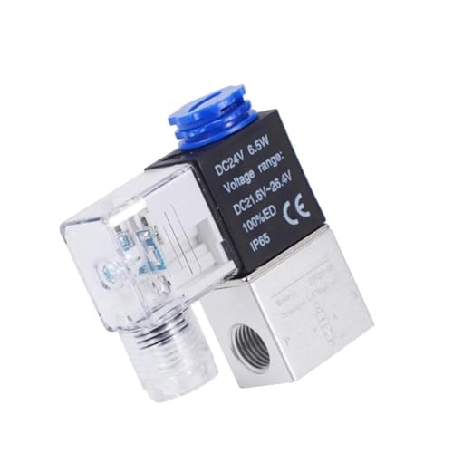 Luftmagnetventile 2V025-08 2 Positionen 2 Anschlüsse 1/4 Zoll Normalerweise geschlossenes pneumatisches Magnetventil 12 V 24 V 110 V 220 V Volt 1 Stück(2V025-08 with pc6,AC220V) von BQSLUMLZU
