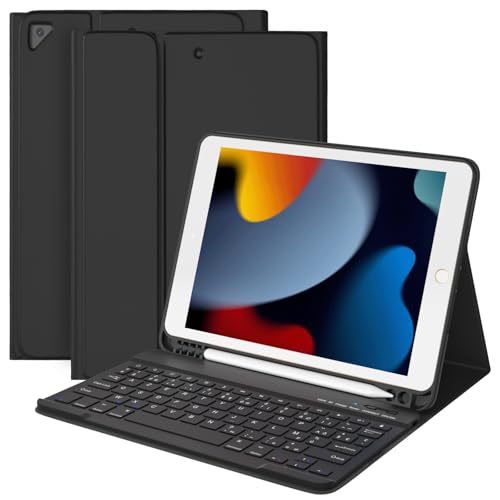 BQSS Tastatur Hülle für iPad 10.2 Zoll (9/8/7 Generation), für iPad Air 3rd und iPad Pro 10.5, Magnetisch Bluetooth Abnehmbare QWERTZ Deutscher mit Schützhülle von BQSS