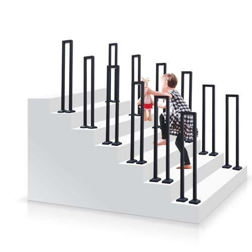 BQSWYD U-förmige Treppe, moderner Treppenhandlauf für Innenräume, Villen und Flure – Rutschfester, dekorativer Handlauf (Schwarz-A, 45cm) von BQSWYD