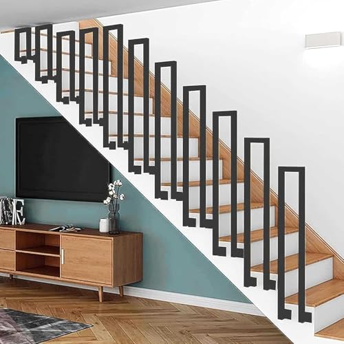 BQSWYD U-förmige Treppe, moderner Treppenhandlauf für Innenräume, Villen und Flure – Rutschfester, dekorativer Handlauf (Schwarz-B, 100cm) von BQSWYD