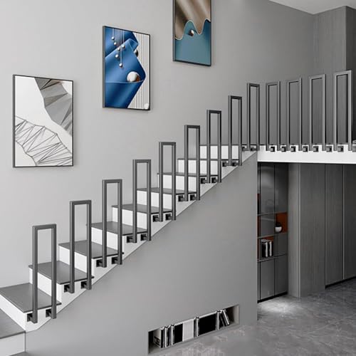 BQSWYD U-förmige Treppe, moderner Treppenhandlauf für Innenräume, Villen und Flure – Rutschfester, dekorativer Handlauf (Schwarz-B, 35cm) von BQSWYD