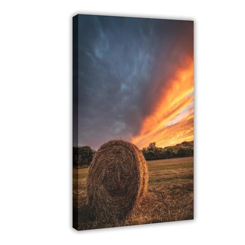 BQUWR Hay Bale Sonnenuntergang Fotoposter, Leinwand, Poster, Schlafzimmer, Dekoration, Landschaftsdekoration, Geschenk, 50 x 75 cm BQUWR Hay Bale Sonnenuntergang Fotoposter, Leinwand, Poster, Schlafzimmer, Dekoration, Landschaftsdekoration, Geschenk, 50 x 75 cm von BQUWR