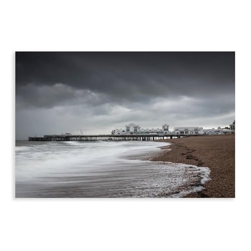 BQUWR Kunstdruck auf Leinwand, Motiv: Südseehafen, Sturmwolken, Wandkunstdruck, Bild, Gemälde, 20 x 30 cm BQUWR Kunstdruck auf Leinwand, Motiv: Südseehafen, Sturmwolken, Wandkunstdruck, Bild, Gemälde, 20 x 30 cm von BQUWR