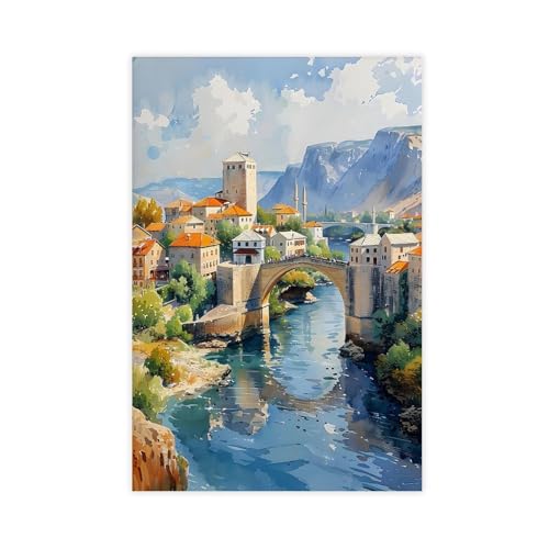 Mostar, Bosnien und Herzegowina Leinwandposter Schlafzimmer Dekor Landschaft Dekor Geschenk 30 x 45 cm Mostar, Bosnien und Herzegowina Leinwandposter Schlafzimmer Dekor Landschaft Dekor Geschenk 30 x 45 cm von BQUWR