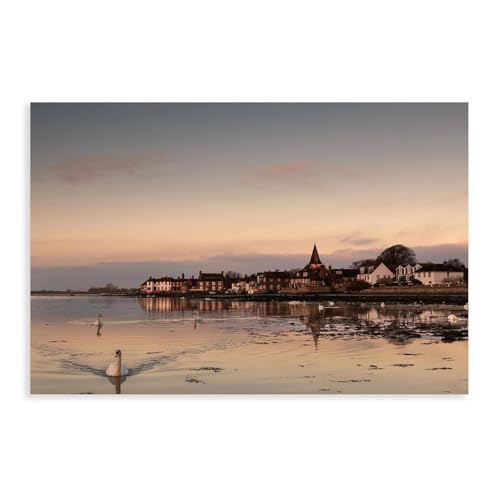 Poster auf Leinwand, Motiv: Sonnenaufgang am Boshem Pier, Wandkunstdruck, Bild, Gemälde, 30 x 45 cm Poster auf Leinwand, Motiv: Sonnenaufgang am Boshem Pier, Wandkunstdruck, Bild, Gemälde, 30 x 45 cm von BQUWR