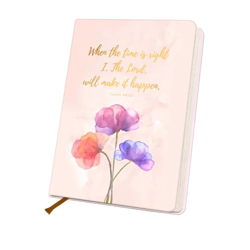 Bible Verse Lined Journal Notebook for Women Men, 200 Pages A5 Hardcover Leather Journals for Writing & Note Taking, Watercolor Floral Art Christian College Ruled Notebook Diary Notepad, 5.8"×8.3" von BQXH