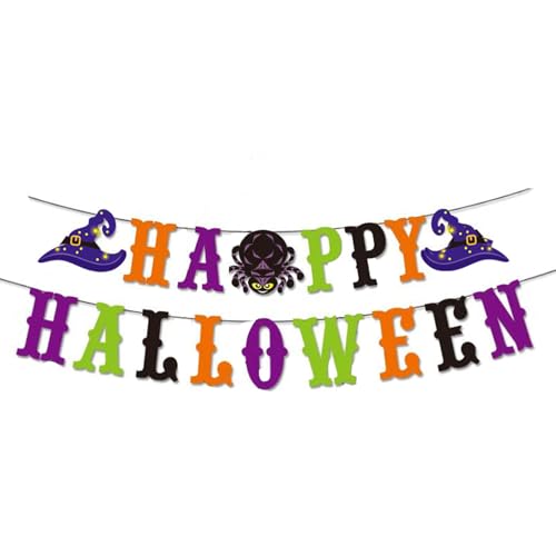 1 x Happy Halloween-Banner für Halloween-Dekoration für den Innenbereich, mit Kürbissen, Geistern, Fledermäusen, Fotohintergrund, Wände, Hausmantel, Bürowände, Horror-Partyzubehör 1 x Happy Halloween-Banner für Halloween-Dekoration für den Innenbereich, mit Kürbissen, Geistern, Fledermäusen, Fotohintergrund, Wände, Hausmantel, Bürowände, Horror-Partyzubehör von BQZQPAMZ