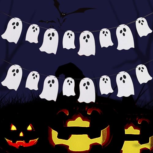 Halloween-Geister-Design-Banner, Foto-Requisiten, niedliche Geisterdekoration, Verwendung mit Halloween-Buchstabenbannern für Kamine, Türen, Partys, Zubehör, 2 Stück Halloween-Geister-Design-Banner, Foto-Requisiten, niedliche Geisterdekoration, Verwendung mit Halloween-Buchstabenbannern für Kamine, Türen, Partys, Zubehör, 2 Stück von BQZQPAMZ