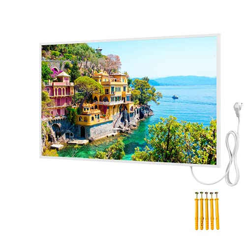 BR Bringer Bild Infrarotheizung mit Rahmen - Bildheizung mit UV Druck - 100x60x1,8cm - Portofino, Italien von BR Bringer