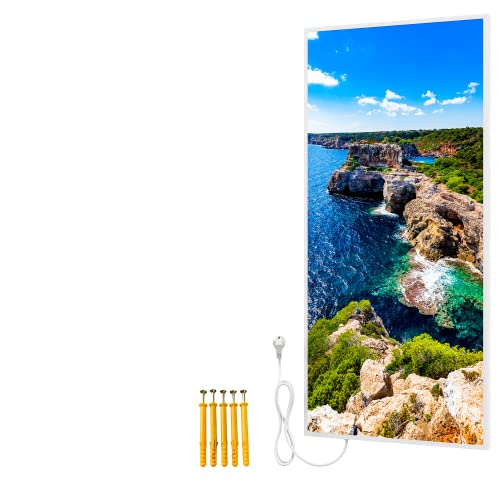 BR Bringer Bild Infrarotheizung mit Rahmen - Bildheizung mit UV Druck - 60x120x1,8cm - Inselküste, Mallorca von BR Bringer