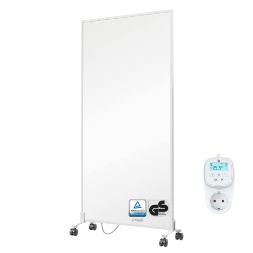 BR Bringer Infrarotheizung Standgerät - 1000 Watt - Energiesparend - Mobile Elektroheizung mit Standfüßen auf Rollen, Smart Thermostat, WiFi und App - 5 Jahre Garantie, TÜV (weiß) von BR Bringer