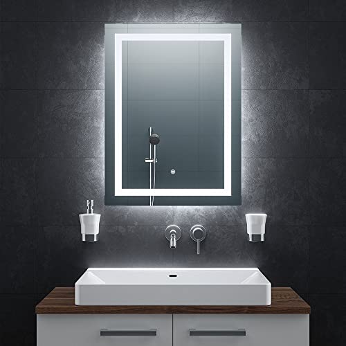 BR Bringer LED Badspiegel - 60x80 cm - Badezimmerspiegel mit Beleuchtung und Anti-Beschlag Funktion - Dimmbar, Energiesparend, 3 Lichtfarben, Touch-Schalter und Speicherfunktion (Modell: BRS102) von BR Bringer