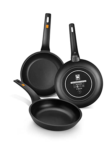 BRA Efficient Pfannen-Set, Aluminiumguss mit Teflon Platinum Plus Antihaft-Beschichtung, schwarz, 18 x 22 x 26 cm, 4 BRA Efficient Pfannen-Set, Aluminiumguss mit Teflon Platinum Plus Antihaft-Beschichtung, schwarz, 18 x 22 x 26 cm, 4 von BRA