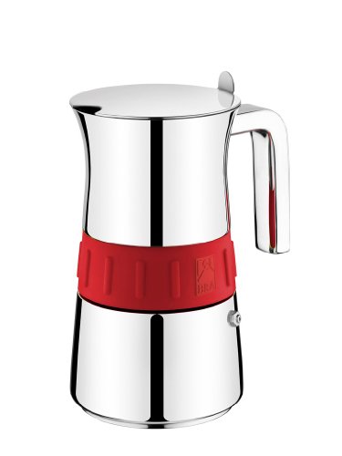 BRA Edelstahl Espressokocher ELEGANCE Rot, für bis zu 4 Tassen von BRA