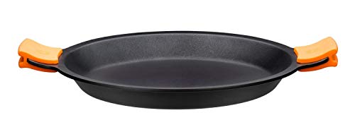 BRA Efficient Paella-Pfanne, Aluminiumguss mit Antihaftbeschichtung Teflon Platinum Plus, Silikongriffe 40 cm Schwarz von BRA