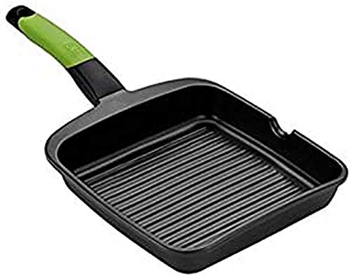 BRA Prior | Rotisserie-Grill mit Streifen, Aluminiumguss mit klassischer Antihaftbeschichtung, 22 cm, für alle Herdarten geeignet, auch Induktion von BRA