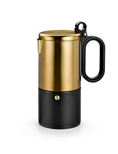 BRA Kaffe - Kaffeekocher aus Edelstahl, 9 Tassen, Schwarz und kupferfarben, geeignet für alle Herdarten, inklusive Induktion von BRA