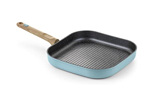 BRA Nordik Grillpfanne mit Streifen, 28 cm, aus geschmiedetem Aluminium, antihaftbeschichtet, für alle Herdarten geeignet, auch Induktion von BRA