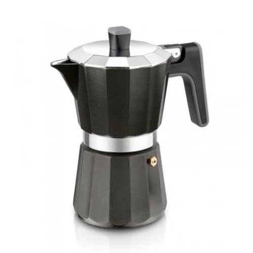 BRA Perfecta Black - Italienische Induktions Espressokocher, Aluminium, 12 Tassen Fassungsvermögen, Silber von BRA