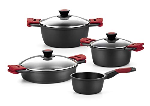 BRA Premiere | 7-teilige antihaftbeschichtete Batterie aus Aluminiumguss, geeignet für alle Herdarten und Induktionsherde von BRA