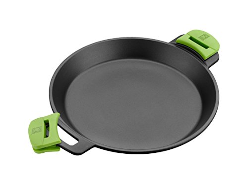 BRA Prior Paella-Pfanne aus Aluminiumguss, mit Antihaft-Beschichtung Teflon Classic, Silikongriffe, schwarz, 36 cm von BRA