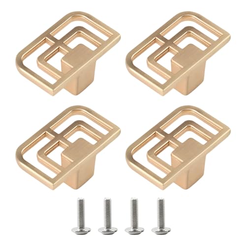 BRABOSTON Schubladenknauf, Metall, einfache quadratische Schubladengriffe, Küche, Schlafzimmer, Möbelbeschläge, Möbelgriffe und Knäufe für Kommoden, modern, 4 Stück von BRABOSTON