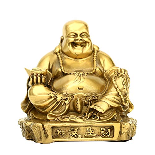 BRABUD Chinesischer Fengshui Messing lachender Buddha mit Barren Reichtum Figur Glücksstatue Heimdekoration ZD154 BRABUD Chinesischer Fengshui Messing lachender Buddha mit Barren Reichtum Figur Glücksstatue Heimdekoration ZD154 von BRABUD