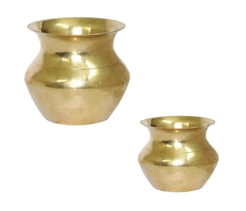 BRACOP® Messingbecher Wasserkrug Mini-Wassertopf Kelch Trinkbecher 2er-Set Trinkgeschirr Becher indischer Pooja-Artikel Mini-Lota-Trinkflasche religiöse Geschenke von BRACOP