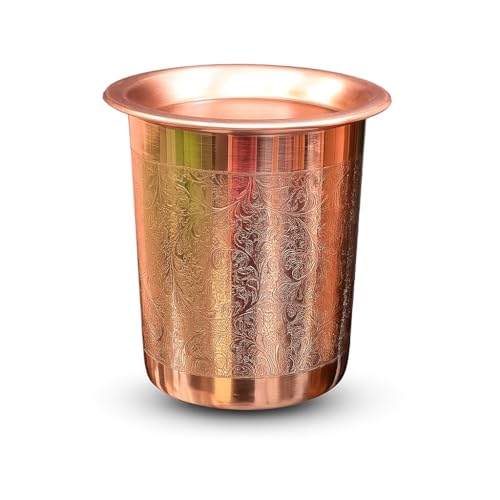 BRACOP® Kupferglas mit Deckel Wasserkaraffe Trinkflasche handgefertigter Moscow-Mule-Becher Wasserbecher 2er-Set Trinkgeschirr Kupferbecher für Wasser Cocktails Serviergeschirr Kupferutensilien von BRACOP
