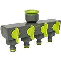 Regulierbarer 4-fach-Verteiler für Gartenschlauch grün Lime Edition von BRADAS