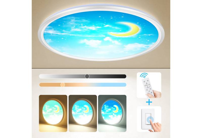 BRAIDOL Deckenleuchten Led Deckenlampe Ultra Dünn Rund Lampen Ø29cm, Dimmbar Deckenleuchte, LED fest integriert, Die schön gemusterten Design Deckenleuchte, 3000K~6500K, Modern Runde Lampe mit Fernbedienung,24W, H2.8cm Ultra Dünn Rund Lampen, für Kinderzimmer Wohnzimmer Flur Balkon von BRAIDOL