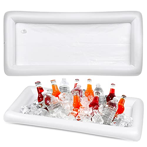 Bramble - 2 XL Aufblasbare Buffet Eiswürfelschale Bar für Poolpartys - Spielplatte, Getränkehalter, Schwimmende Poolbar für Getränke, Bier & Snacks - 130x65x13cm von Bramble
