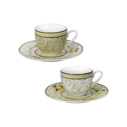 BRANDANI Espresso Kaffeetasse 50ml Set 2 Stück Zitronen 250ml Porzellan von BRANDANI