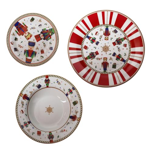 BRANDANI -Service Tisch 18 Stück Der Nussknacker Tisch Weihnachten Porzellan 84170 von BRANDANI