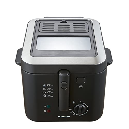 BRANDT FRI25X2 – Fritteuse – Maße 237 x 322 x 342 mm – bis 1 kg Pommes Frites – Timer 30 min – Geruchsfilter – Thermostat verstellbar von 130 ° bis 190 ° – 2,5 l – 1600 W – Edelstahl von Brandt