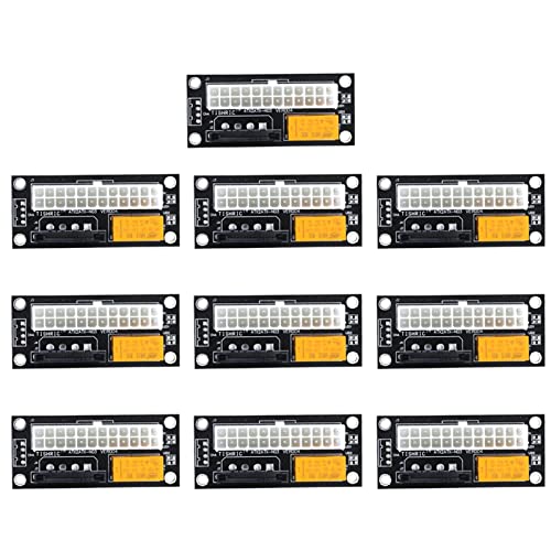 BRART Dual PSU Netzteil PC Block Synchronisator ADD2PSU ATX 24Pin auf 4Pin Molex Stecker Riser Miner Mining Adapter (10 Stück schwarz SATA) von BRART