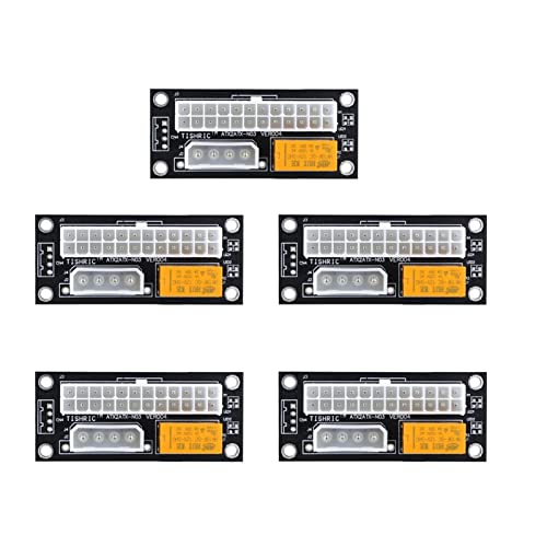 BRART Dual PSU Netzteil PC Block Synchronisator ADD2PSU ATX 24Pin auf 4Pin Molex Stecker Riser Miner Mining Adapter (5 Stück schwarz 4-polig) von BRART