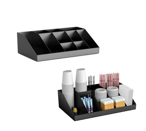 BRASQ Kaffee Spender Organizer - Aufbewahrung von Zubehör - Kaffeebar fürfür Zucker, Sirup, Tee, Milch, Servietten, Gewürz Zubehör Halter - schwarz von BRASQ