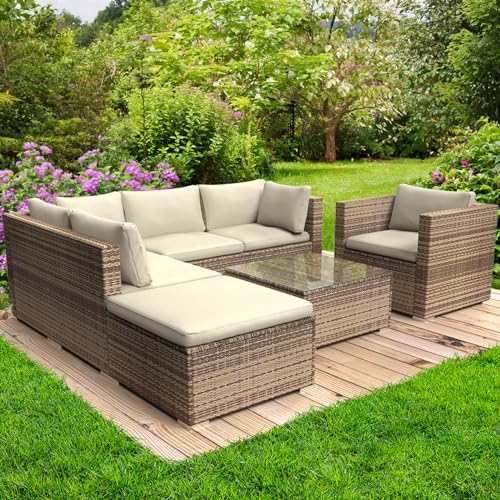 BRAST® Gartenmöbel Lounge Set Alu | 4-12 Personen viele Modelle & Farben | inkl. extra Dicke Kissen | TÜV geprüft | Outdoor Loungemöbel Sitzgruppe Essgruppe Garnitur | Cosy Braun von BRAST