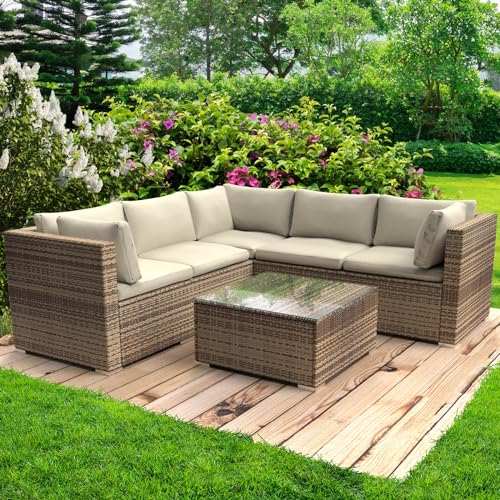 BRAST® Gartenmöbel Lounge Set Alu | 4-12 Personen viele Modelle & Farben | inkl. extra Dicke Kissen | TÜV geprüft | Outdoor Loungemöbel Sitzgruppe Essgruppe Garnitur | Passion Braun von BRAST