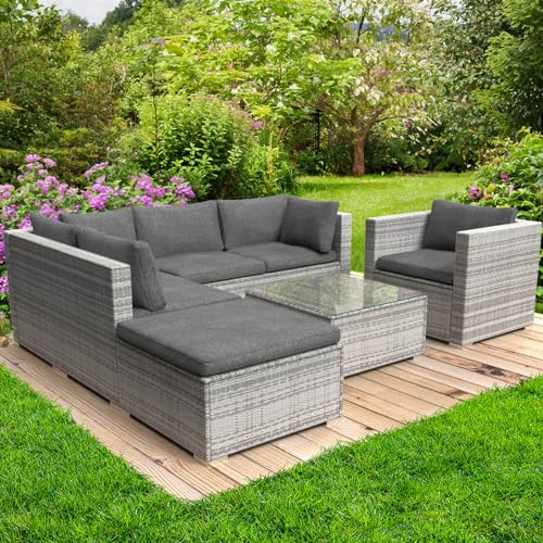 BRAST® Gartenmöbel Lounge Set Alu | 4-12 Personen viele Modelle & Farben | inkl. extra Dicke Kissen | TÜV geprüft | Outdoor Loungemöbel Sitzgruppe Essgruppe Garnitur | Cosy Grau von BRAST