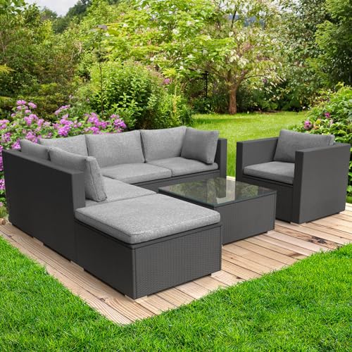 BRAST® Gartenmöbel Lounge Set Alu | 4-12 Personen viele Modelle & Farben | inkl. extra Dicke Kissen | TÜV geprüft | Outdoor Loungemöbel Sitzgruppe Essgruppe Garnitur | Cosy Schwarz von BRAST