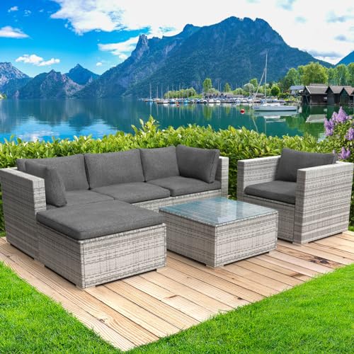 BRAST® Gartenmöbel Lounge Set Alu | 4-12 Personen viele Modelle & Farben | inkl. extra Dicke Kissen | TÜV geprüft | Outdoor Loungemöbel Sitzgruppe Essgruppe Garnitur | Joy Grau von BRAST