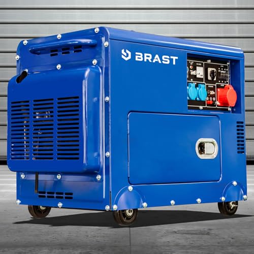 BRAST® Stromerzeuger Diesel | 5,7kW (7,7PS) mit 418cm³ | 5000 Watt | 4-Takt-Dieselmotor | E-Start | Zahlreiche Anschlüsse für flexiblen Einsatz | lange Laufzeit | Generator Stromgenerator von BRAST