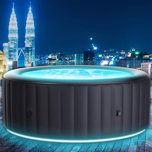 BRAST® Whirlpool aufblasbar MSpa | 2-8 Personen | viele Modelle rund und eckig | Ø 125-224cm | In- Outdoor Pool | bis zu 144 Massagedüsen | inkl. Aufblasfunktion Abdeckung Timer Heizung | Aurora von BRAST