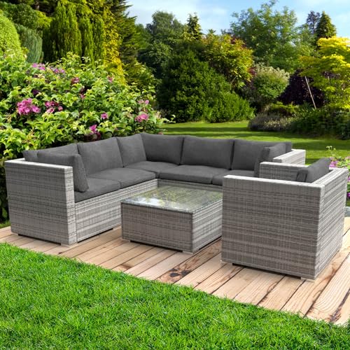 BRAST® Gartenmöbel Lounge Set | 4-5 Personen viele Modelle & Farben | inkl. extra Dicke Kissen | TÜV geprüft | Outdoor Loungemöbel Sitzgruppe Essgruppe Garnitur | Harmony Grau von BRAST