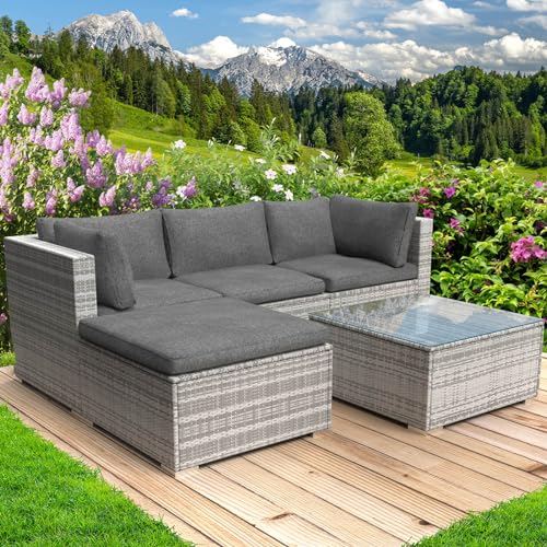 BRAST® Gartenmöbel Lounge Set | 4-5 Personen viele Modelle & Farben | inkl. extra Dicke Kissen | TÜV geprüft | Outdoor Loungemöbel Sitzgruppe Essgruppe Garnitur | Royal Grau von BRAST