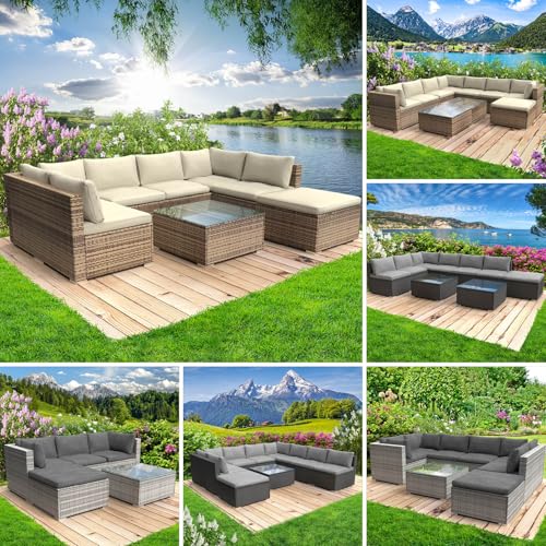 BRAST® Gartenmöbel Lounge Set | 4-5 Personen viele Modelle & Farben | inkl. extra Dicke Kissen | TÜV geprüft | Outdoor Loungemöbel Sitzgruppe Essgruppe Garnitur | Sunshine Braun von BRAST